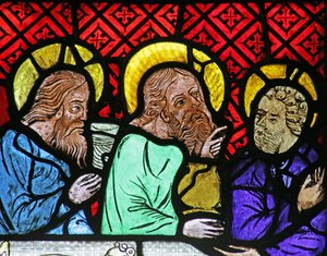 Window Depicting Three Figures at the Marriage at Cana by French School